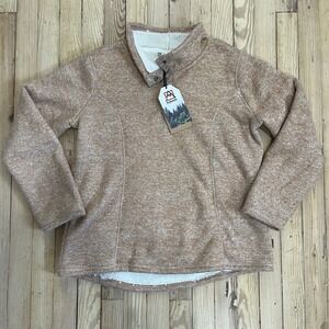 NWT Avalanche Tan Sherpa Jacket Womens XL Fuzzy Quarter-Zip Cozy Plush‎ Comfy